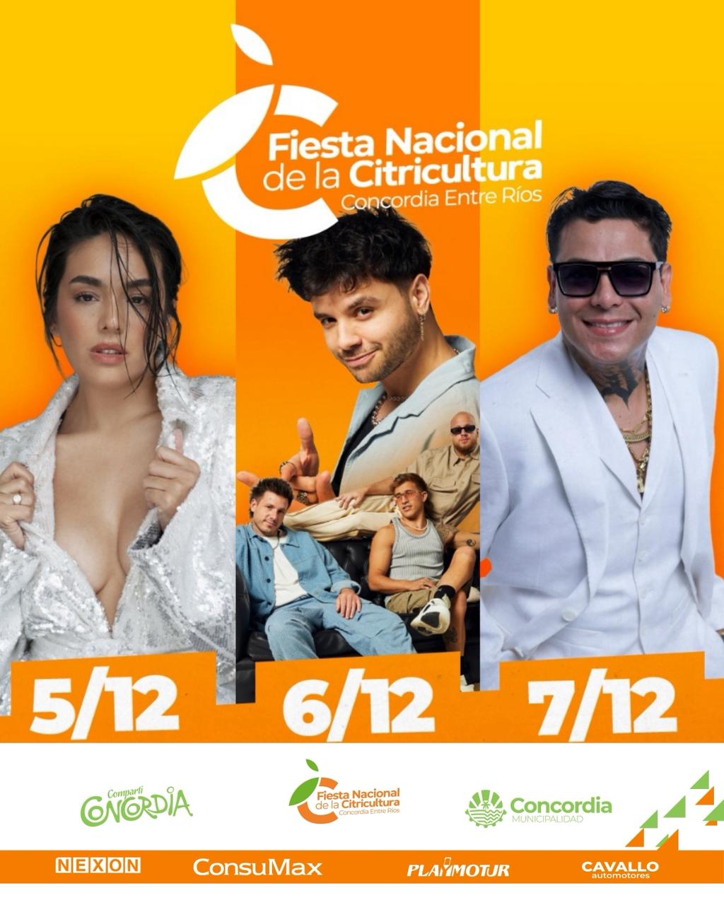 GRILLA DE ARTISTAS DE LA FIESTA NACIONAL DE CITRICULTURA