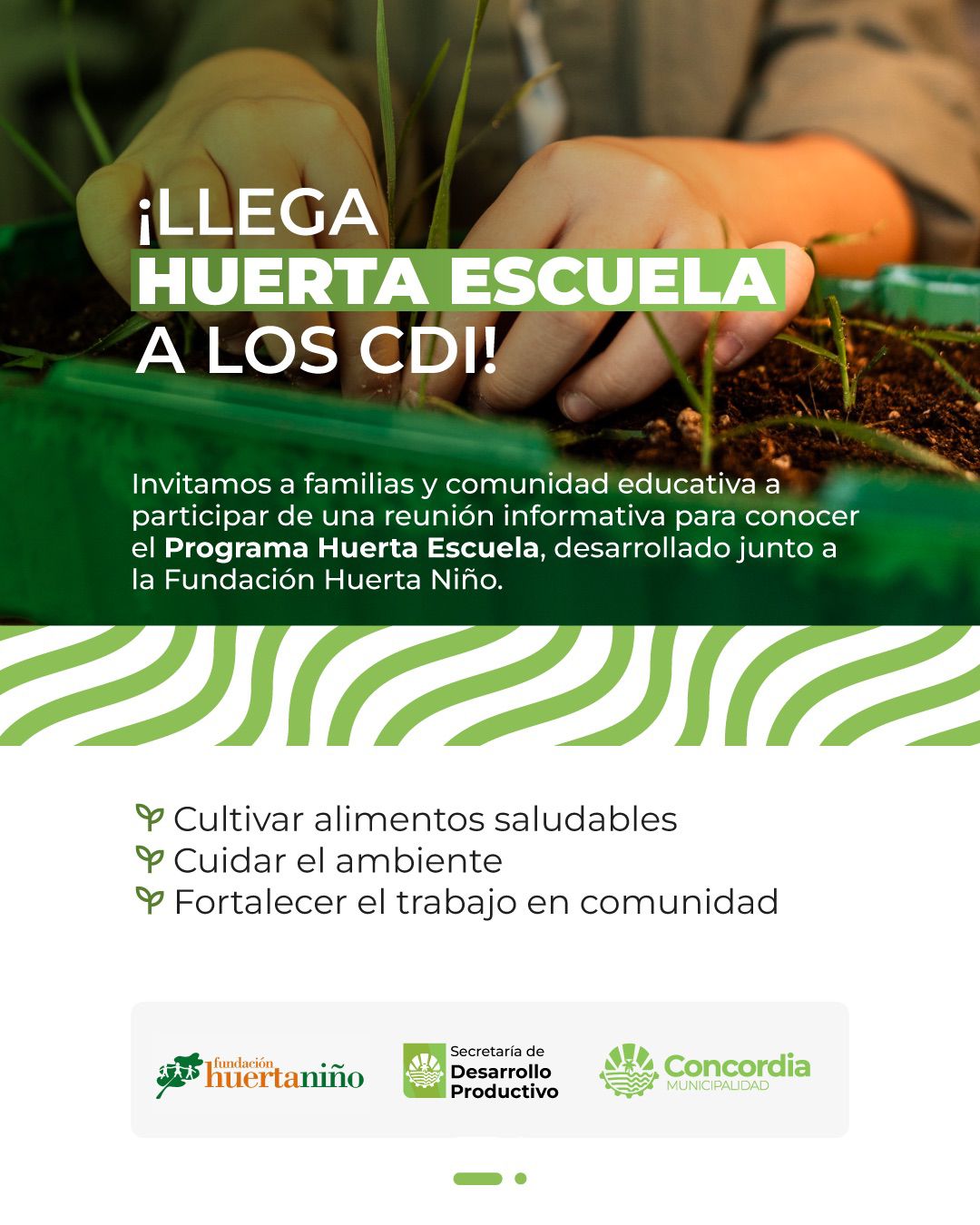 DESARROLLO PRODUCTIVO Y LA FUNDACIÓN HUERTA NIÑO IMPULSAN EL PROGRAMA “HUERTA ESCUELA” EN LOS CDI DE  CONCORDIA