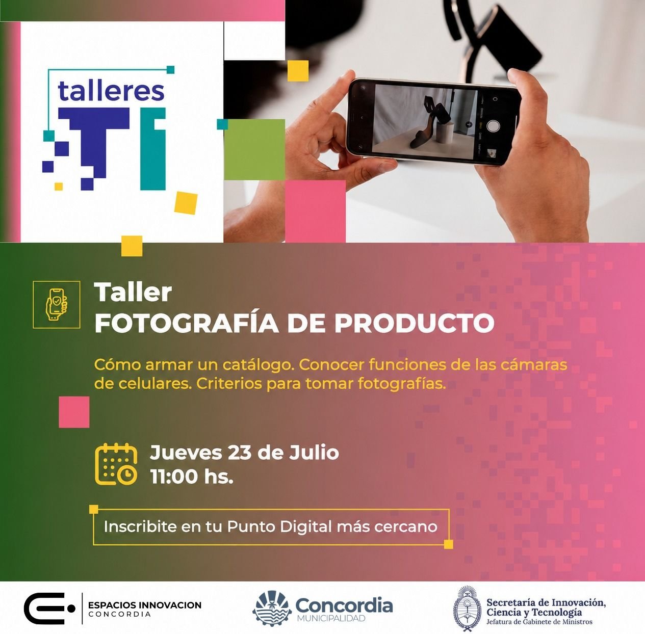 NUEVA FORMACIÓN PARA EMPRENDEDORES LOCALES: FOTOGRAFÍA DE PRODUCTO