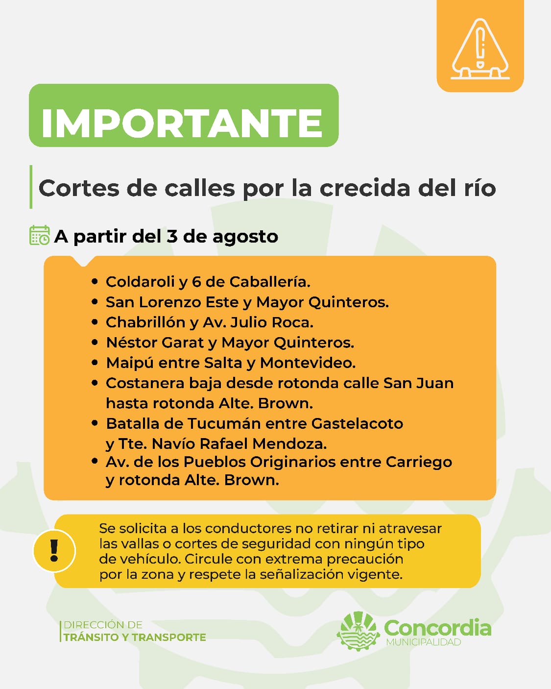 CORTES DE TRÁNSITO POR CRECIENTE DEL RÍO URUGUAY