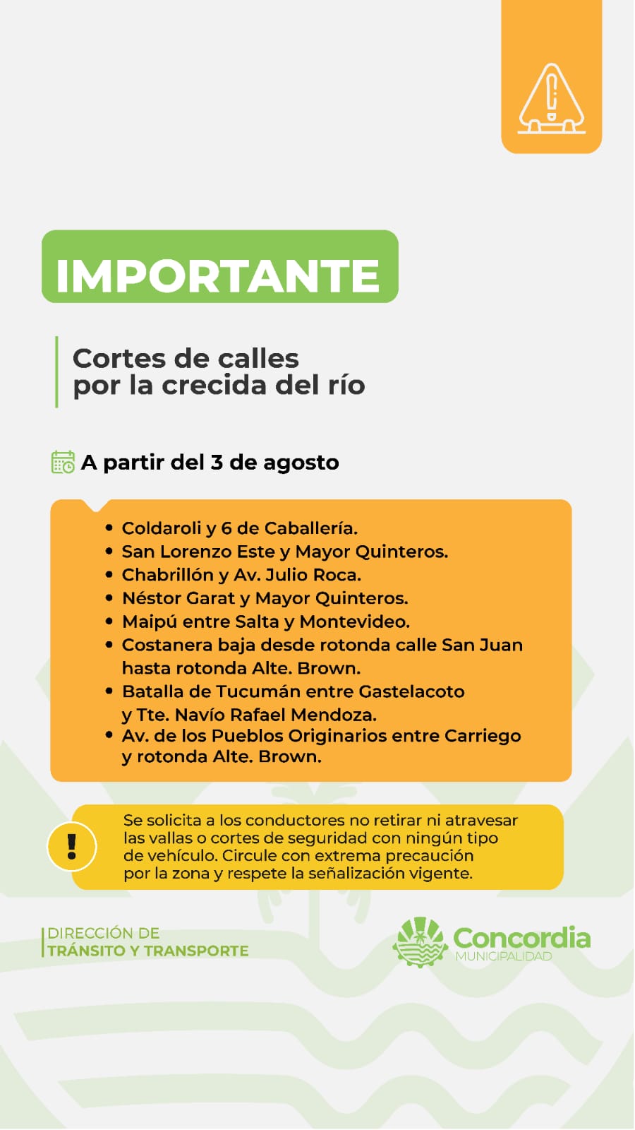 CORTES DE TRÁNSITO POR CRECIENTE DEL RÍO URUGUAY
