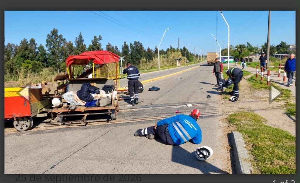 Un camión impactó contra una zorra ferroviaria con trabajadores a bordo - Conectados Concordia
